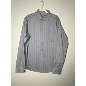 Kenneth Cole Reaction Shirt Men LARGE 16-16.5 36-37 Long Sleeve REGULAR Fit GRAY